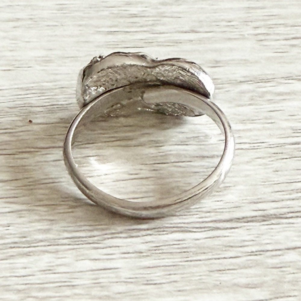 Emmons Vtg Size 6.75 Adjustable Silver Tone Multicolor Rhinestone Ring 60s 70s - Picture 10 of 13